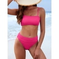 thumbnail image 4 of ANRABESS Tummy Control 2 Piece Swimsuits for Women High Waisted Bikini Sets Ribbed Textured Bathing Suits Beach Swimwear Hot Pink XXL, 4 of 10