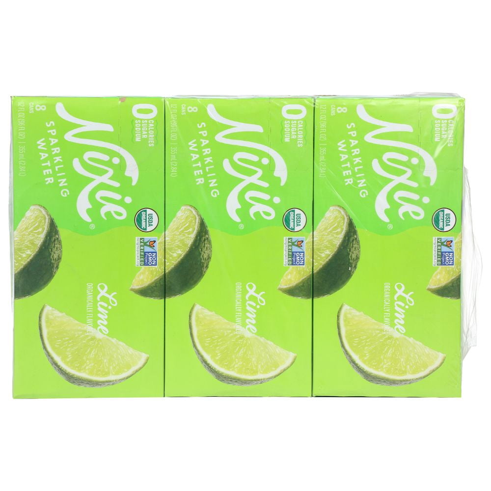 Nixie Organic Lime Sparkling Water, 12 Fluid Ounce - 8 count per pack -- 3 packs per case.
