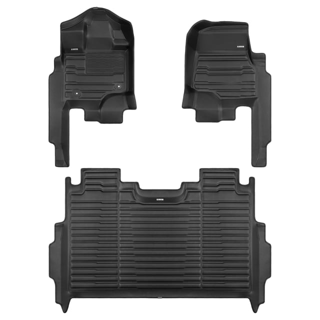 TuxMat - For Ford F150 SuperCrew 2015-2020 Models - Custom Car Mats - Maximum Coverage, All Weather, Laser Measured - This Full Set Includes 1st and 2nd Rows