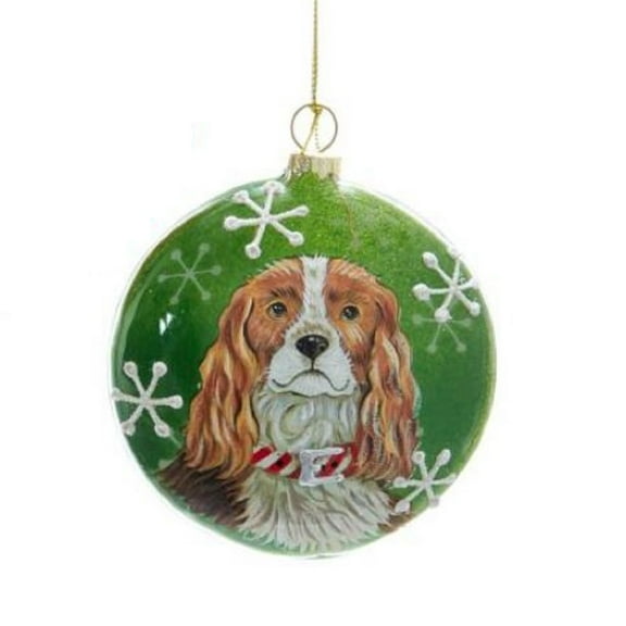 Red Cavalier King Charles Christmas Dog Disc Ornament 4 inch New