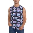 thumbnail image 2 of Lsque Blue Skull Flower Print Men's Cotton Blend Sleeveless Muscle Shirts (S-3XL)- Moisture Wicking, Odor Protection, UPF 30+,Large, 2 of 8