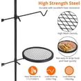 thumbnail image 4 of 24.4"x24.4" Swivel Campfire Grill Grate - Heavy Duty Steel Portable BBQ & Garbage Rack for Outdoor Cooking, 4 of 5