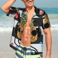 thumbnail image 5 of Yiaed Pineapple With Black Glasses Print Hawaiian Shirt for Men Short Sleeve Button Down Shirts Beach Shirts for Men-Small, 5 of 5