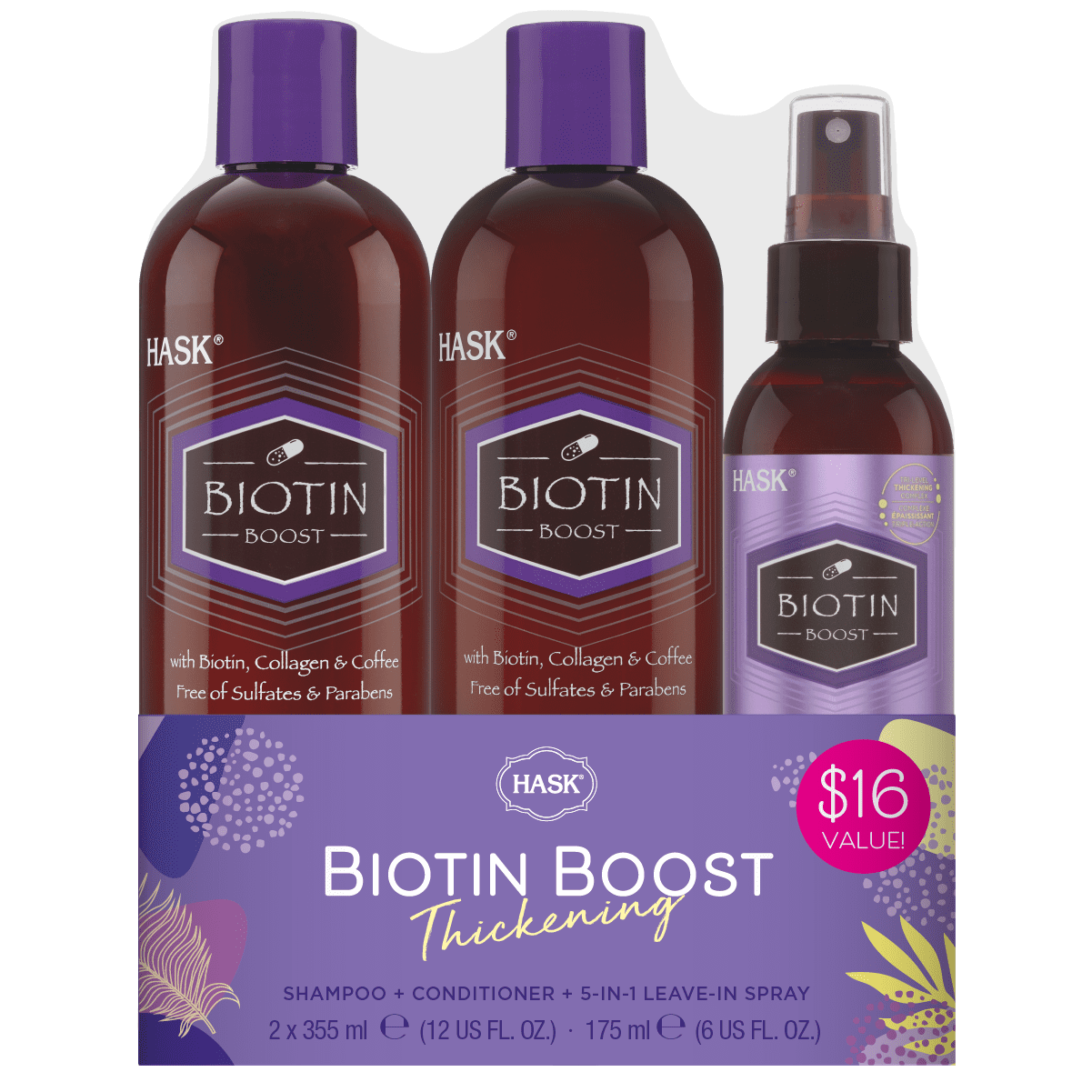 ( 16 Value) HASK Biotin Boost Thickening Shampoo 12 fl oz, Conditioner