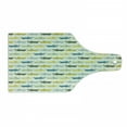 thumbnail image 1 of Animal Cutting Board, Crocodile Characters in Cartoon Style Funny Faces Animal Alligators, Decorative Tempered Glass Cutting and Serving Board, Wine Bottle Shape, Yellow Green Teal, by Ambesonne, 1 of 1