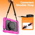 thumbnail image 4 of Case for iPad Air 11 inch M3 2025/M2 2024 (7th/6th Gen), 360 Rotating Stand Handle Shoulder Strap Heavy Duty Shockproof Cover, Rose, 4 of 7