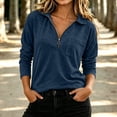 thumbnail image 2 of Jsaierl Women's Lightweight Sweatshirts Casual 1/4 Zip V Neck Sweatshirt Pullover Holiday Comfort Long Sleeve Tops Fall Clothes S-2XL, 2 of 7