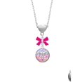 thumbnail image 2 of Delight Jewelry Silvertone Domed Multi Color VT Hot Pink Bow Heart Necklace, 2 of 4