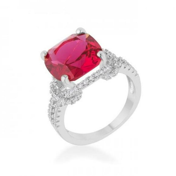 Icon Bijoux R08465R-C17-10 Charlene 6.2 Carat Ruby Cz Rhodium Classic Statement Ring, Size 10
