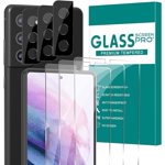[3+3 Pack] Glass Screen Protector for Samsung Galaxy S21 with Camera Lens Protector, 3D Curved, 6.2 inch 9H Tempered Glass for Samsung Galaxy S21 5G Glass Screen Protector