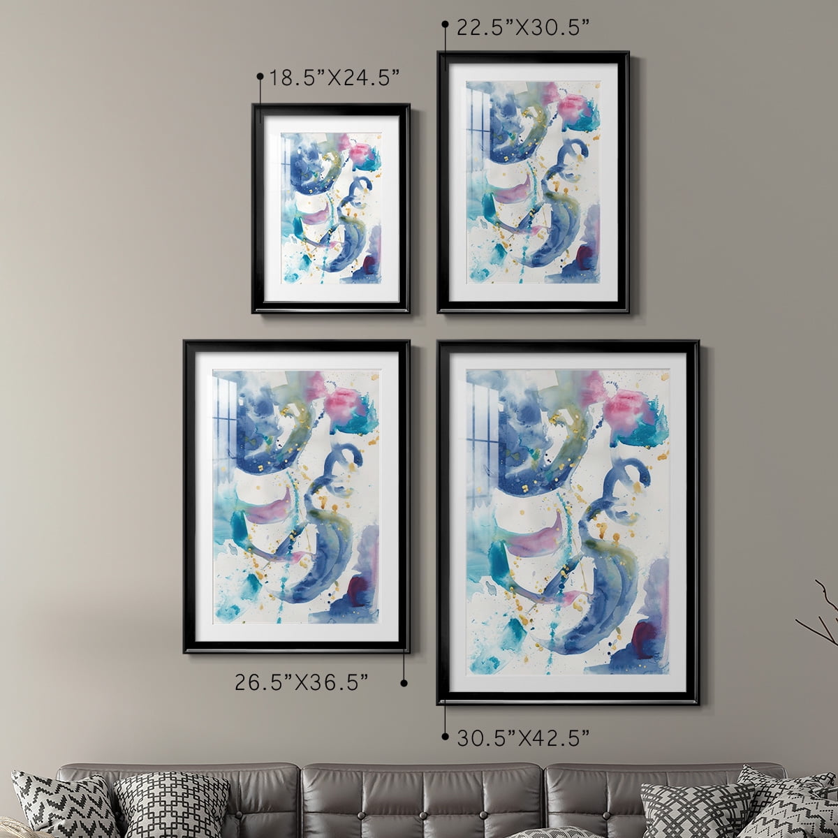 Wexford Home Fiesta I Premium Framed Print, 26.5" x 36.5" - Ready to Hang, Black (Set of 2)