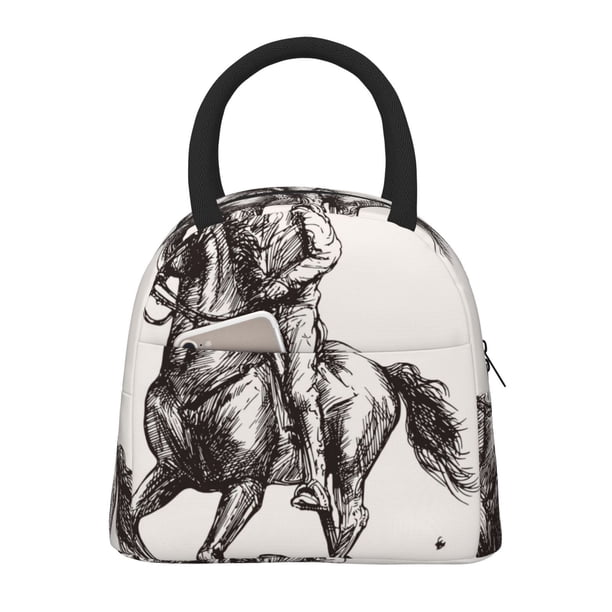Easygdp Cowboy Ride A Horse Bolsa de Almuerzo Insulada Grande, Forro de Aluminio, Diseño Espacioso, a Prueba de Fugas, Ideal para Trabajo, Picnics, Viajes y Actividades al Aire Libre