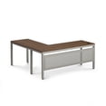 thumbnail image 4 of At Work Reversible Corner LShaped Desk  60"W x 60"D Warm Ash Laminate/Brushed Nickel Painted Steel Frame, 4 of 7