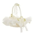 thumbnail image 5 of 22 x 25cm Simple Bride Basket Matrimony Processions Rose Petals Holder Ceremony Party Flower Basket for Wedding Ceremony Party Decoration Ivory, 5 of 5