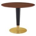thumbnail image 2 of Modway Zinque Table à Manger Ronde Moderne en Bois de 35,5 Pouces en Noyer et Or, 2 of 7