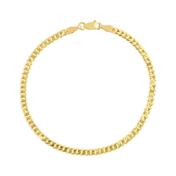 14K Yellow Gold 7.25" 3.10mm Miami Cuban Chain Bracelet - Women