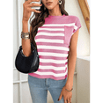 thumbnail image 4 of Women'S Crew Neck Top Thick Needle Casual Striped Sweater Pink L, 4 of 7