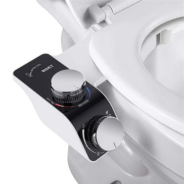 Vebreda Non-Electric Cold and Hot Water Bidet Toilet Seat Attachment, Retractable Self-Cleaning Dual Nozzles for Frontal & Rear WashVebreda