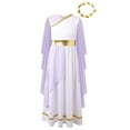 thumbnail image 2 of iiniim Kids Girls Party Dress Princess Robe with Gold Leaf Crown Headwear Lavender 8, 2 of 6