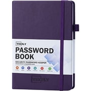 YHCFLY Password Book with Alphabetical tabs, Hardcover Internet Address & Password Organizer Logbook, Medium Size Password Keeper Notebook Journal for Home Office (Dark Purple)