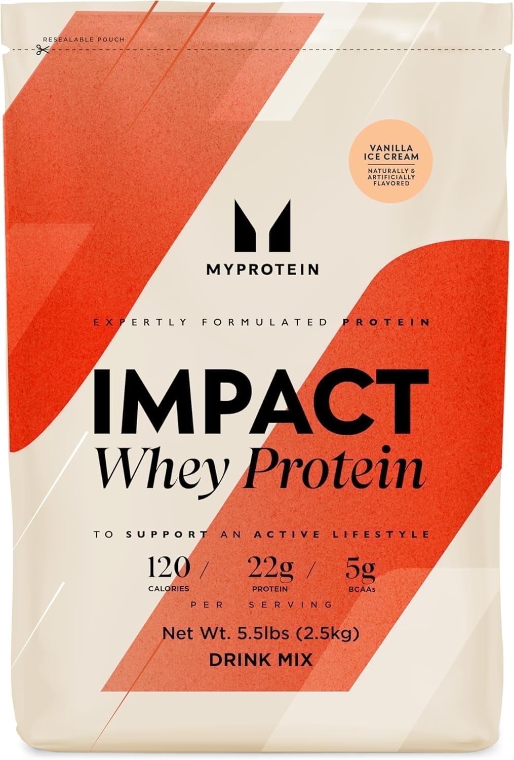 Myprotein Impact Whey Protein Powder, Vanilla Ice Cream, 22g Protein, 5.5lb