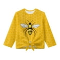 thumbnail image 5 of Xixirimido Bee Honeycomb Yellow Pattern Girls Casual Long Sleeve Shirts Knot Tie-hem Tunic Tops Crewneck Tees Blouses Girls Fashion Clothes, Size 7-8, 5 of 7