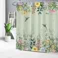 thumbnail image 2 of Watercolor Floral Shower Curtain for Bathroom,Hummingbird and Colorful Flower with Eucalyptus Leaf on Sage Green Fabric Shower Curtain with Hooks,Plant Bathroom Curtain Shower Set, 72" W x 72" L, 2 of 6