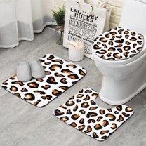 Black and Orange Of Leopard Print Bathroom Rugs Sets 3 Piece,Toilet Cover Set,Absorbent Non Slip Bathroom Mats Sets with U-Shaped Contour Rug Toilet Rug Set