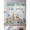 thumbnail image 4 of Spring Botanical Sheer Curtains 96 Inches Long 2 Panels Set, Window Sheer Curtains for Living Room/Bedroom, Vintage Black Plaid Brown Wooden Grain Light Filtering Rod Pocket Curtain 52''x96''x2, 4 of 8