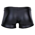 thumbnail image 2 of Men Soft Leather Boxer, Sexy Short Pants Bulge Pouch, Shiny Matte Leather Short Pants, Plus Size S-5XL, 2 of 5