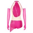 thumbnail image 2 of Aiihoo Robe de Danse Latine à Franges pour Femmes Jazz Tango Rumba Justaucorps de Gymnastique avec Gants HotPink L, 2 of 7