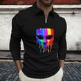 thumbnail image 1 of Ceisia Men's Slim-Fit Long-Sleeve Zip Polo Shirt with Graffiti Mask Print Multi-Color Gift, 1 of 5