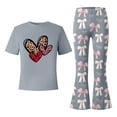 thumbnail image 3 of Tiijoy Girls Valentine's Day Outfits Bow Heart Print Short Sleeve Tee Pants Set, Sizes 7-8, 3 of 4