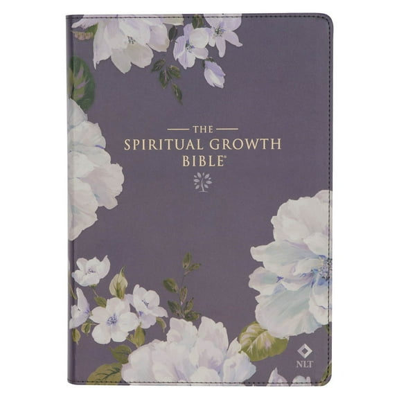 The Spiritual Growth Bible, Study Bible, NLT - New Living Translation Holy Bible, Faux Leather, Dusty Purple Floral Printed