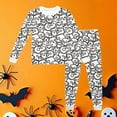 thumbnail image 2 of Vividxx Girls Halloween Pajama Set Cute Pumpkin Bat Print Short Sleeve Shorts Sleepwear Comfortable Striped Design For Kids Casual Wear 4-5 Years, 2 of 4