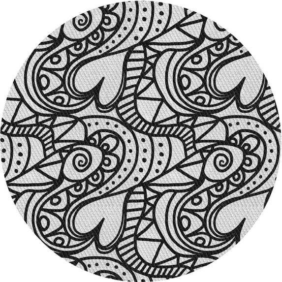 Ahgly Company Machine Washable Indoor Round Transitional Black Area Rugs, 4' Round