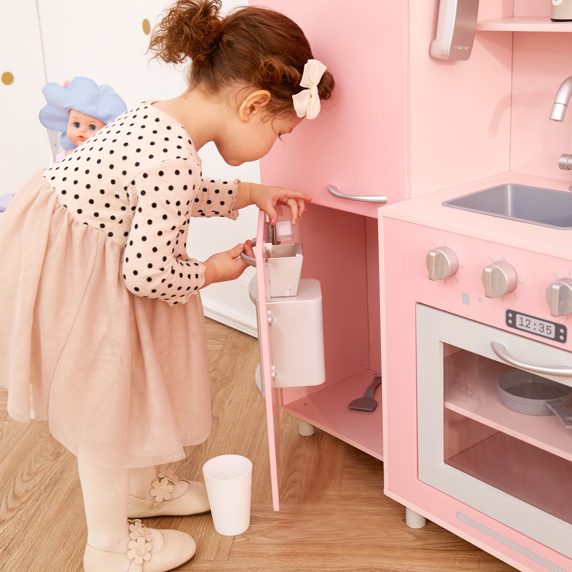 Teamson Kids Little Chef Mayfair Retro Play Kitchen, Pink