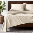 thumbnail image 2 of Bare Home Bamboo Sheet Set - Made from Rayon Fibers - Deep Pockets - 4 Piece - Full, Sand, 2 of 7