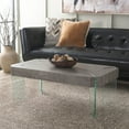 thumbnail image 2 of SAFAVIEH Katelyn Contemporary Wood Coffee Table, Light Concrete/Clear Glass, 2 of 10
