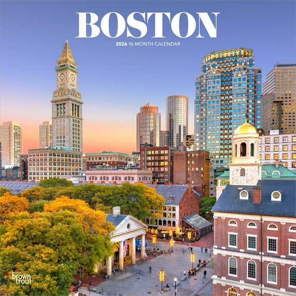 Boston | 2026 12x24" (Hanging) Square Wall Calendar | Plastic-Free | BrownTrout