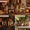 thumbnail image 3 of 2PC Vintage Light-Up Pumpkins Cottage, Halloween Decorations Lamp Figurine, Handcrafted Glowing Pumpkin Ornament, LED Rustic Festive Decor Courtyard, Luminous Holiday Accent, 3 of 8