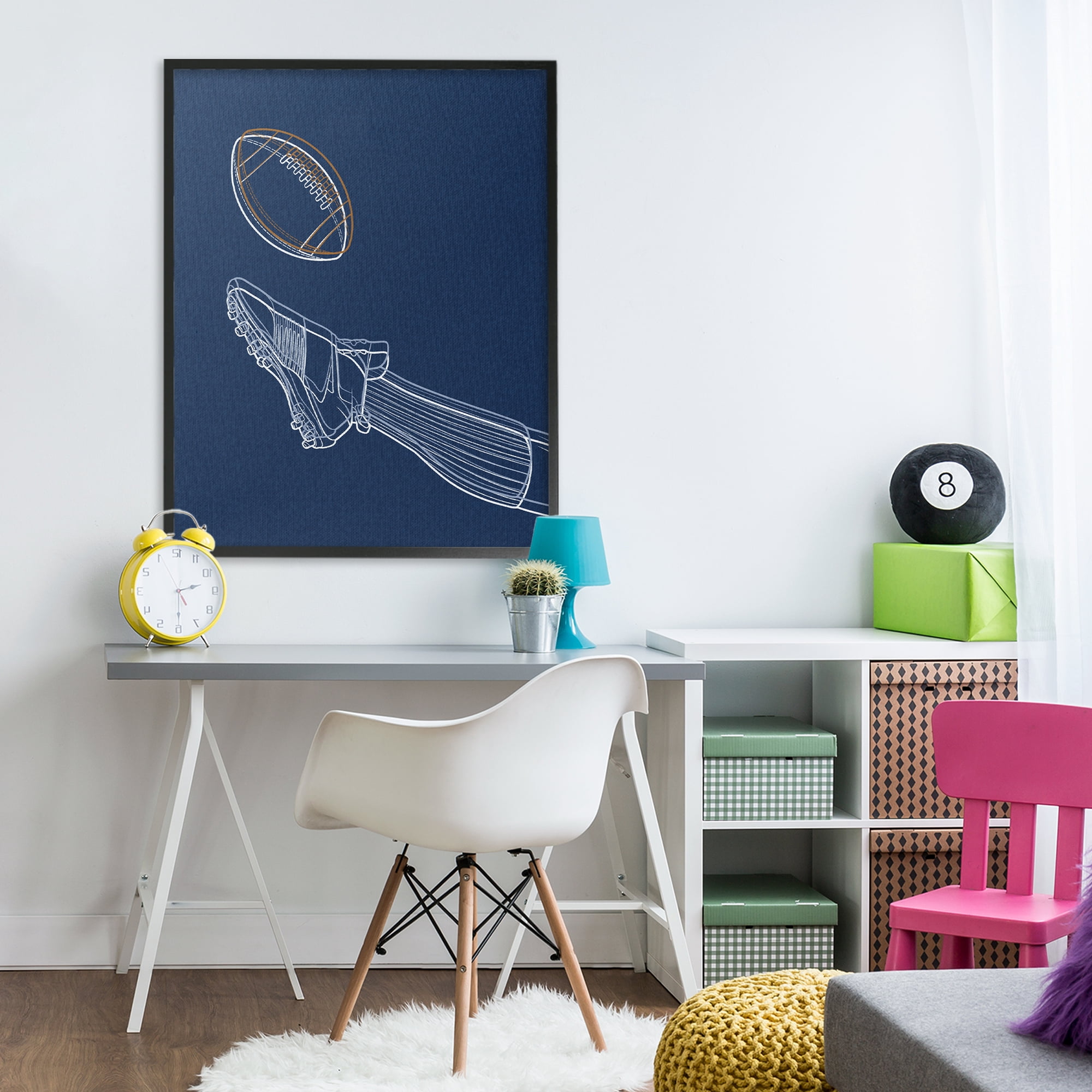 Stupell Industries Football Lines Contour Black Framed Giclee Art, design by Marcus Prime