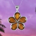 thumbnail image 2 of Unique Hawaiian Large Genuine Koa Wood Plumeria Necklace, Sterling Silver Plumeria Flower Pendant, N8511 Birthday Valentine Mom Gift, 2 of 6