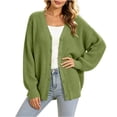 thumbnail image 3 of Meichang Oversized Cardigan Sweaters for Women Open Front Long Sleeve Chunky Cardigan Knit Sweater Fall Winter Soft Button Down Cardigans Green L, 3 of 9