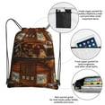 thumbnail image 4 of Wukai Log Cabin Inside Waterproof Drawstring Backpack with Zipper Pocket,Large Foldable Gym Bag for Women and Men, Perfect for Sports, Yoga, and Travel, 4 of 8