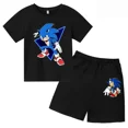 thumbnail image 2 of Conjunto de 2 piezas de camiseta y pantalones cortos de Sonic de dibujos animados para niño y niña, camiseta deportiva informal de manga corta de verano para niño y niña, ropa para bebé, 2 of 5