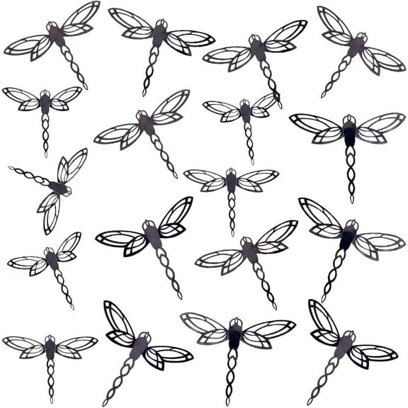 3D Hollow Dragonfly Wall Stickers Removable Decal Art Home Room Bedroom Decoration Black 57~86x79~119x0.2mm 12pcs/set