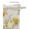 thumbnail image 5 of Thanksgiving Pumpkin Linen Curtain Valance for Bedroom/Bathroom/Kitchen/Office/Living/Dining Room Windows,Fall Harvest Vintage Leaves Rod Pocket Topper Drapes Decorative Cafe Drapery Panel 42x18, 5 of 6