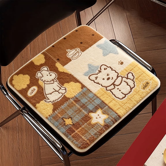 Hyknon Cute Seat Cushion 15.7x15.7" Plush Non-Slip Chair Cushions Thick Square Chiar Pads Universal for Home Office School Sitting