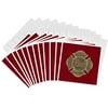 Greeting Cards - Image Of Firefighter Emblem Design, Gray Ribbon Look On Red Or Maroon - 12 Pack - Firefighter Design